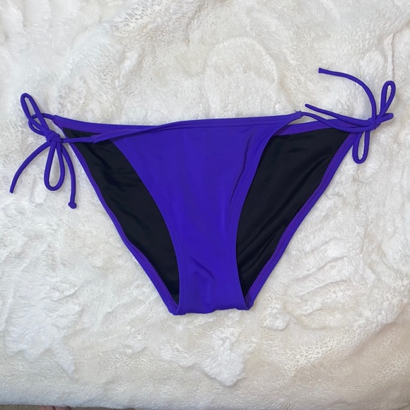 NWOT Victoria’s Secret Neon Purple Stringy Tiny Tie Bikini Bottoms MEDIUM - Picture 2 of 9